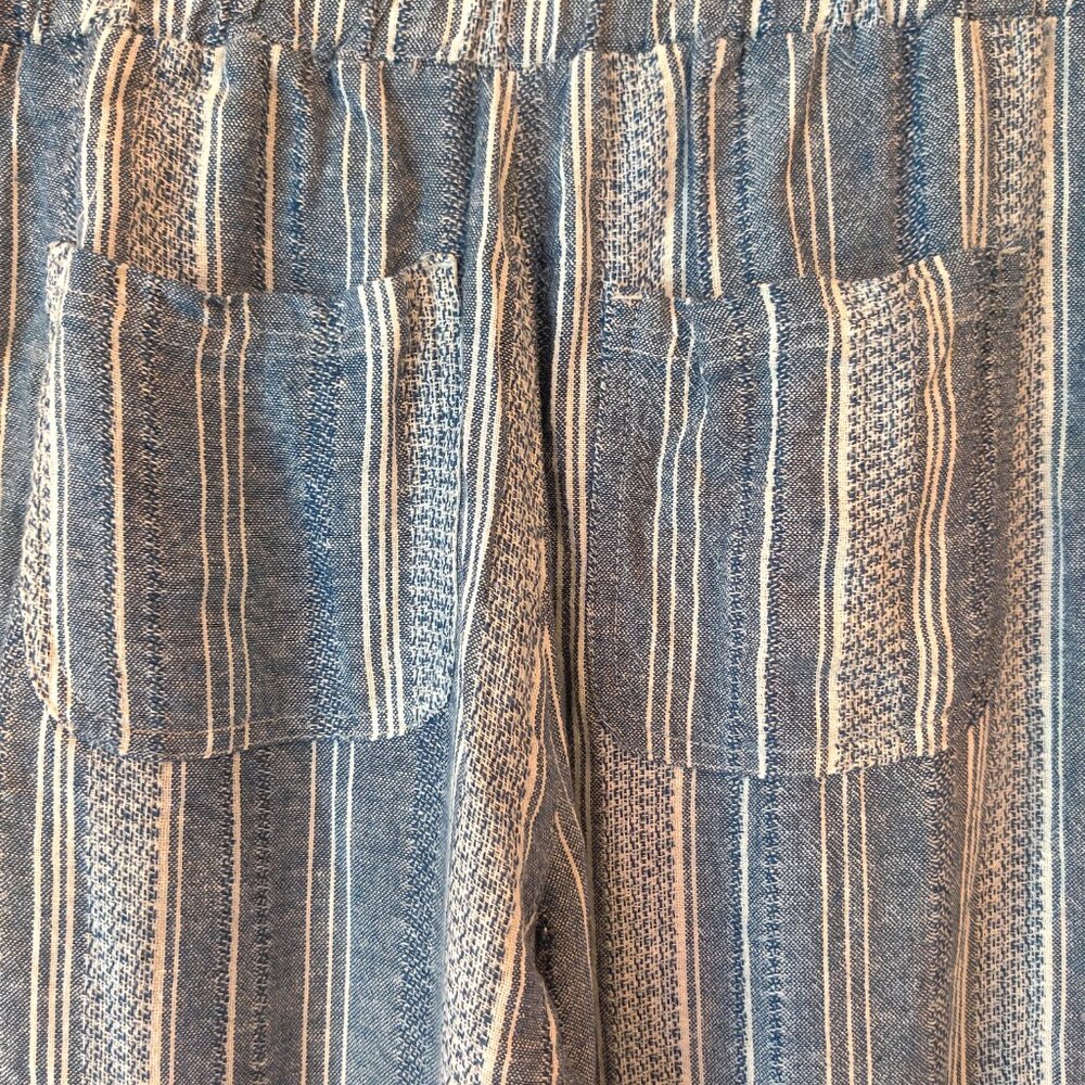 SO Blue/White Women's Linen Wide Leg Pants, Size Medium - Picture 4 of 4